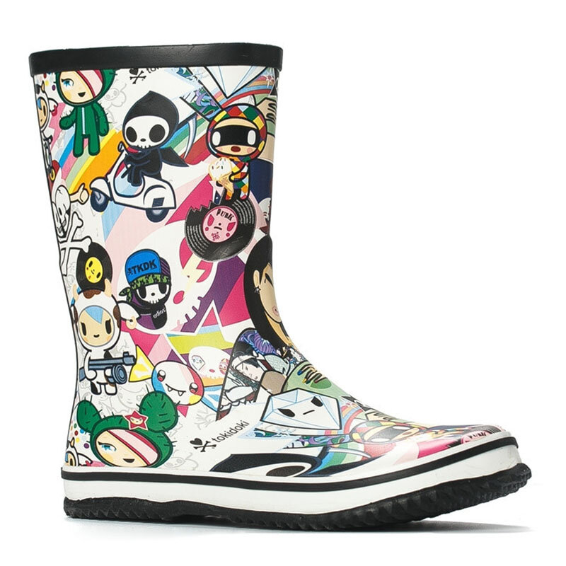 CuddlyIIPanda-Botas de chuva femininas pintadas à mão, botas de desenho até o joelho, botas kawaii fofas, verão, novas