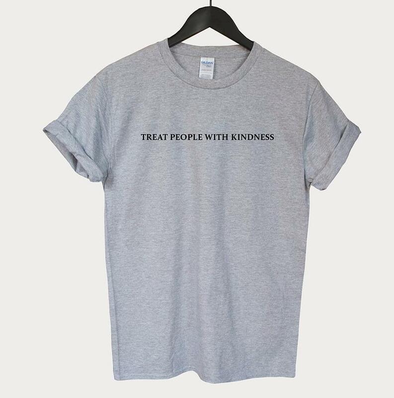 Camiseta de "Treat people with kindness" para mujer, camiseta divertida informal de algodón para mujer, camiseta Hipster Tumblr ins, NA-18