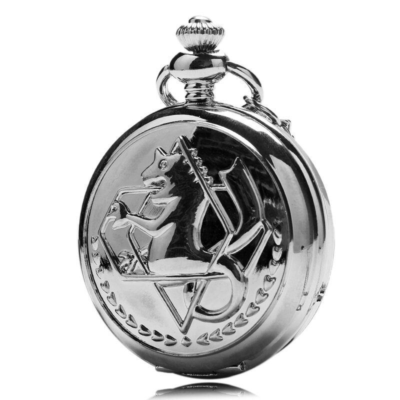 Reloj de bolsillo de tono plateado/bronce para niños, colgante de cadena con diseño de Anime de Edward Elric para Cosplay, regalo de Navidad