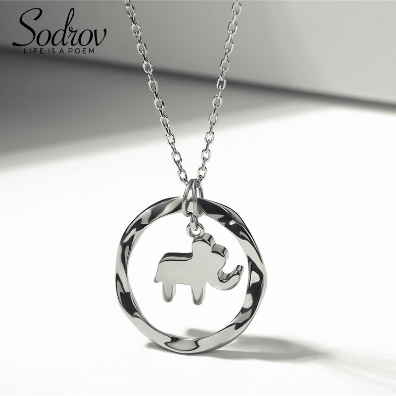 Sodrov 925 sterling silver elefante pingente colar simples e romântico estilo jóias finas presente dos namorados para mulher