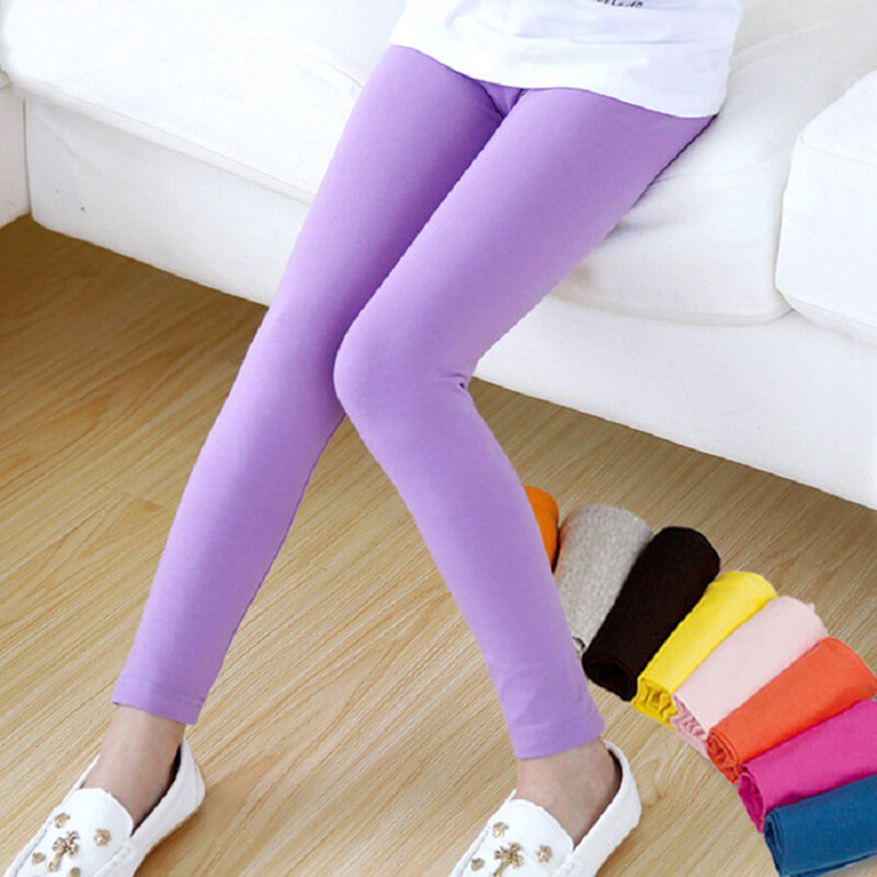 Girl Pants Soft Elastic Modal Cotton Kids Leggings Candy Color Girls Skinny Pants Trousers Solid Color 2-13Y Children Trousers