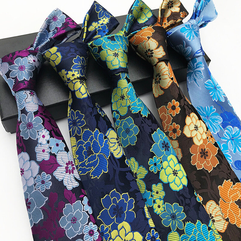 Corbata de Cachemira de seda para hombre, corbatas informales con diseño de flores grandes para fiesta y boda