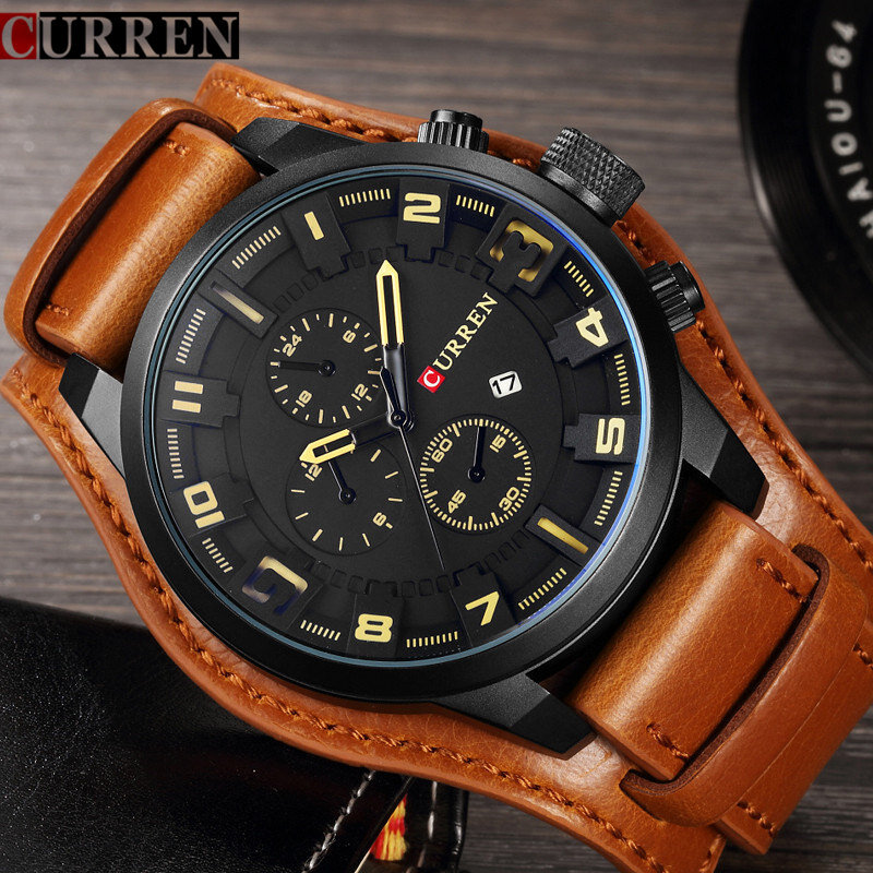 Curren Top Brand Luxury Men Watches Man Clock Male Retro Leather Army Military Sport Quartz-Watch Men Hodinky Relojes Hombre