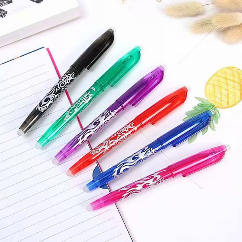 다채로운 지울 수있는 젤 펜 0.5mm 빨 수있는 손잡이는 학생 아이 선물을 위해 막대를 보충한다 귀여운 펜 Kawaii 학교 용품 문구 용품