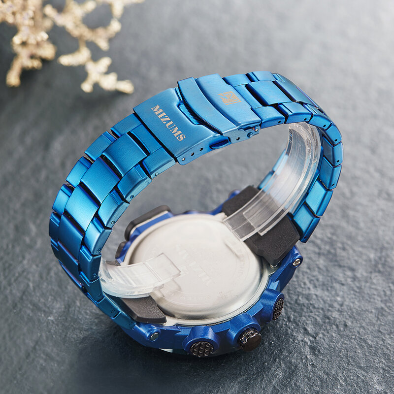 Mizums – montre-bracelet de sport numérique pour hommes, en or, LED, bracelet étanche en acier inoxydable, marque de luxe, à Quartz, XFCS