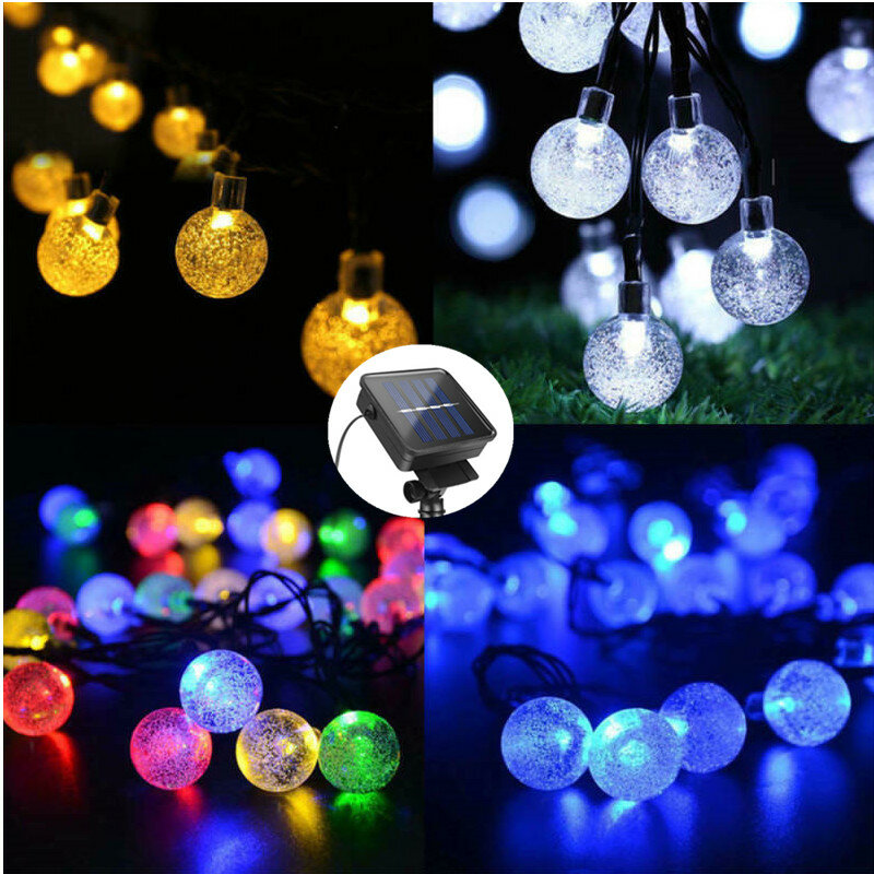 كريستال الكرة LED مصباح للطاقة الشمسية ، سلسلة الطاقة أضواء الجنية ، حديقة أكاليل ، ديكور عيد الميلاد ، في الهواء الطلق ، جديد ، 20 ، 30 ، 50 LED