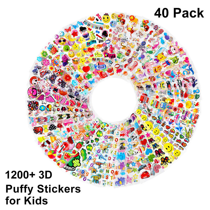 Kids Stickers 40 20 Verschillende Vellen 3D Puffy Bulk Stickers Voor Meisje Jongen Verjaardagscadeau Scrapbooking Leraren Dieren Cartoon