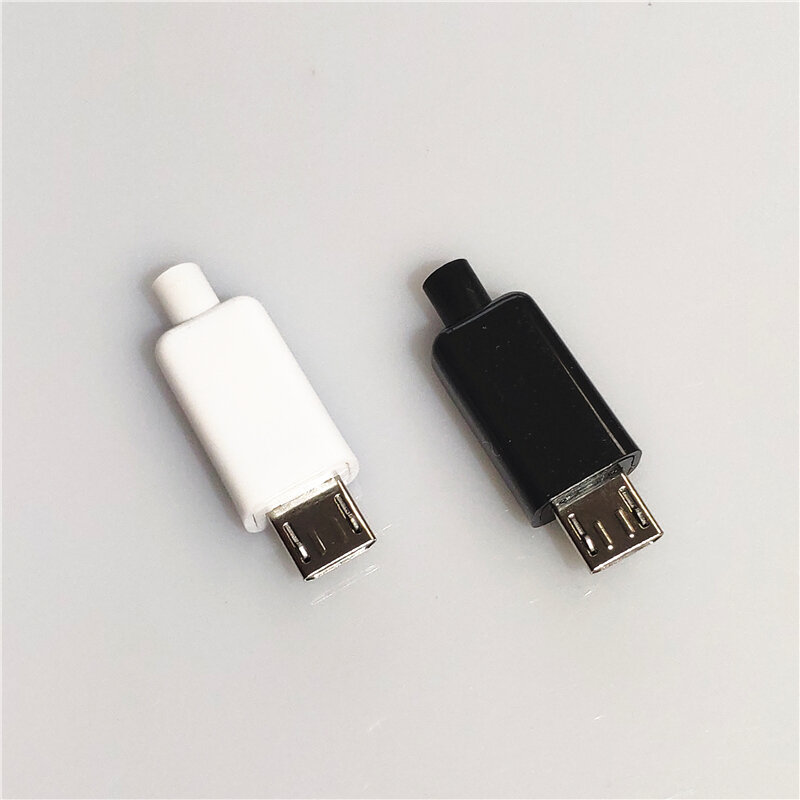 Connecteurs Micro USB à 4 ou 5 Broches Mâles, 10 Ensembles, Prise, Noir, Blanc, Soudage, Données, Wild de Ligne OTG, DIY, Accessoires de Câble de Données