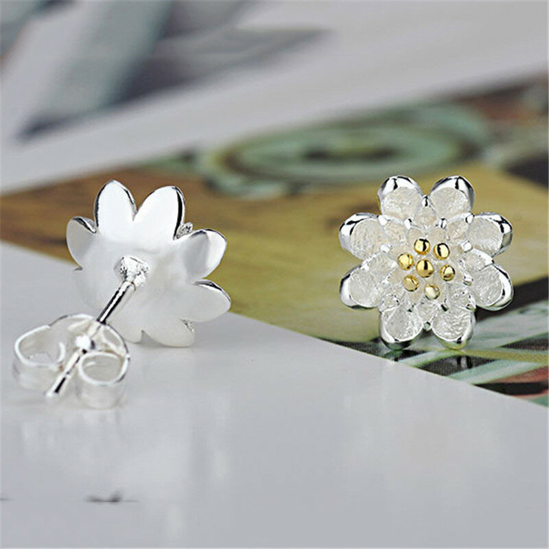 Fabrik Preis Ein Paar Lotus Ohrringe Zubehör 925 Sterling Silber Frauen Schöne Luxus Schmuck Geschenk Heißer Verkauf