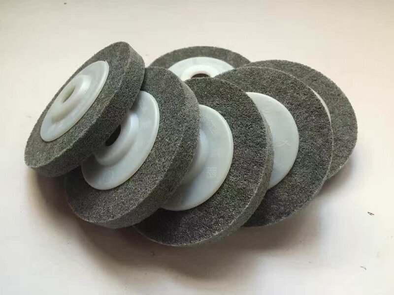 New 10pcs/lot Gray Metal polishing wheel 100*16mm 7p Non woven abrasive wheel Nylon Fiber polishing wheel Abrasive disc