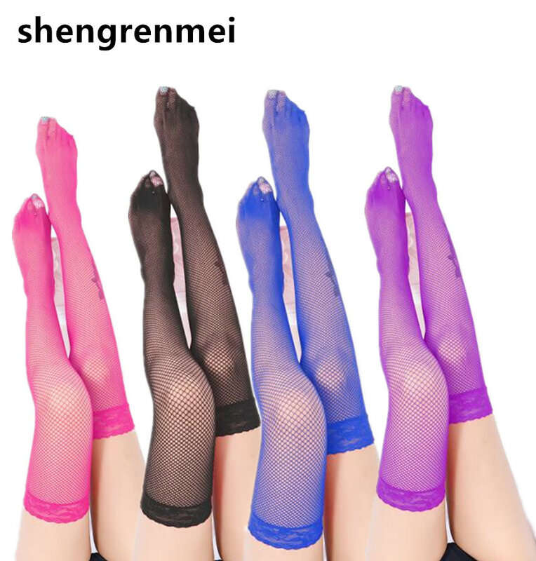 Shengrenmei 2019 Sexy Phương Tiện Truyền Thông Phụ Nữ Cô Gái Stockings Đùi Cao Còn Hàng Over The Knee Hàng Dệt Kim Lớn Lưới Nhỏ Dropshipping
