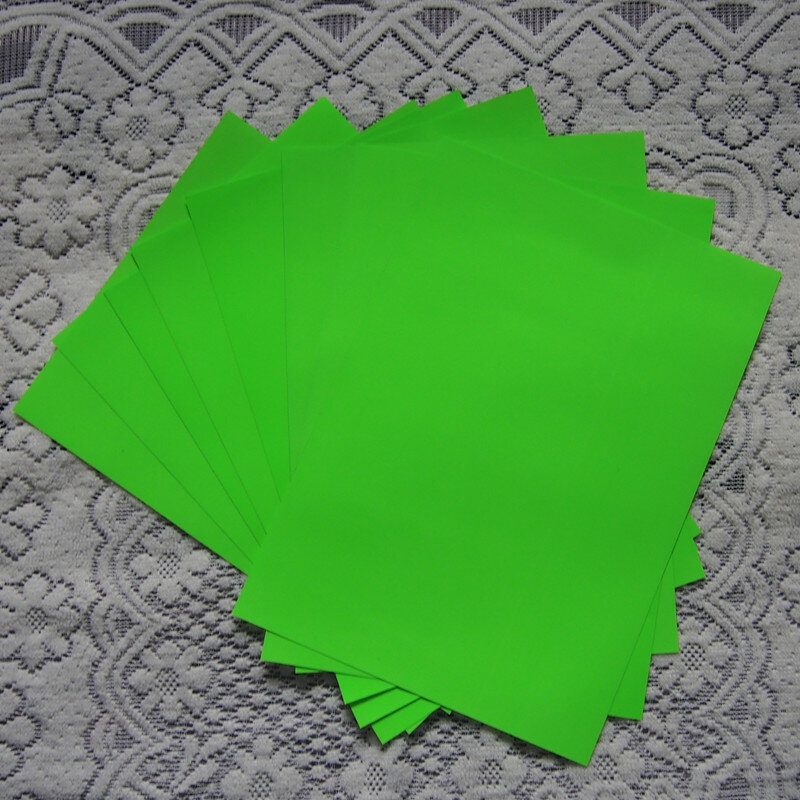 네온 그린 PU 비닐 열전달 비닐 (A4x8 개), 의류 티셔츠 비닐 플로터 아이언 온 비닐 섬유 열 프레스 NGR614