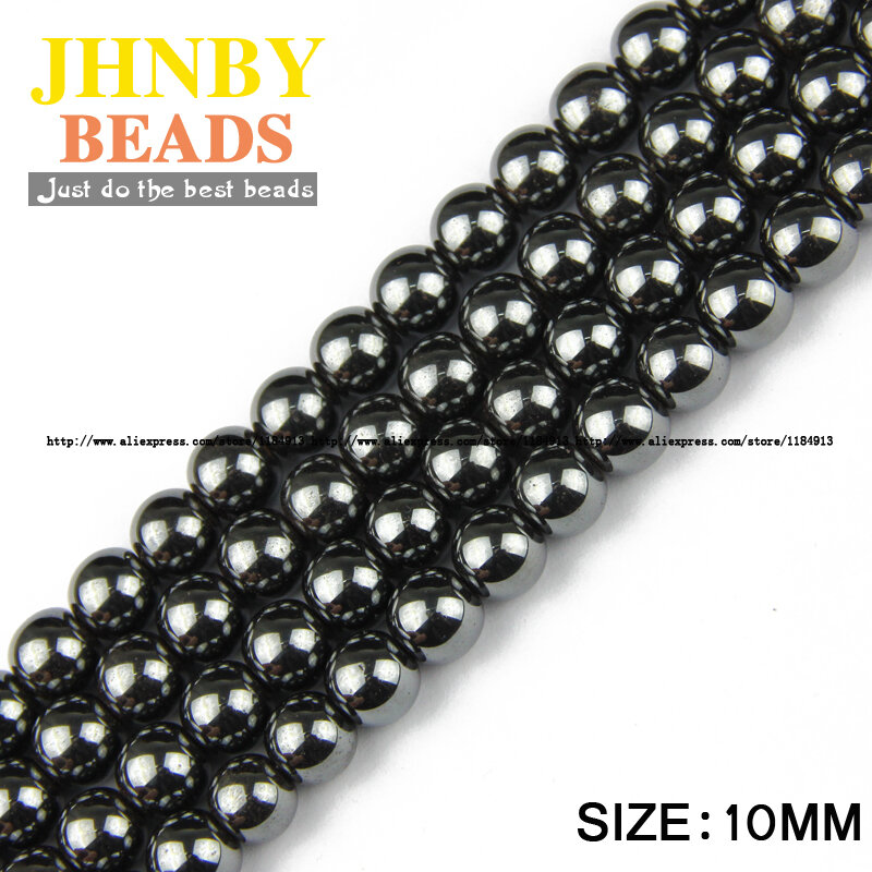 Perles rondes en hématite noire, pierre naturelle, sélectionnables, 3mm, 4mm, 6mm, 8mm, 10mm, pour bijoux, bracelet, accessoires de bricolage