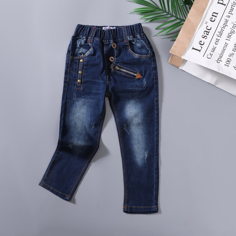 HE Hello Enjoy Boys pants jeans 2019 Fashion Boys Jeans for Spring Fall Children's Denim Trousers Kids Dark Blue Designed Pants
