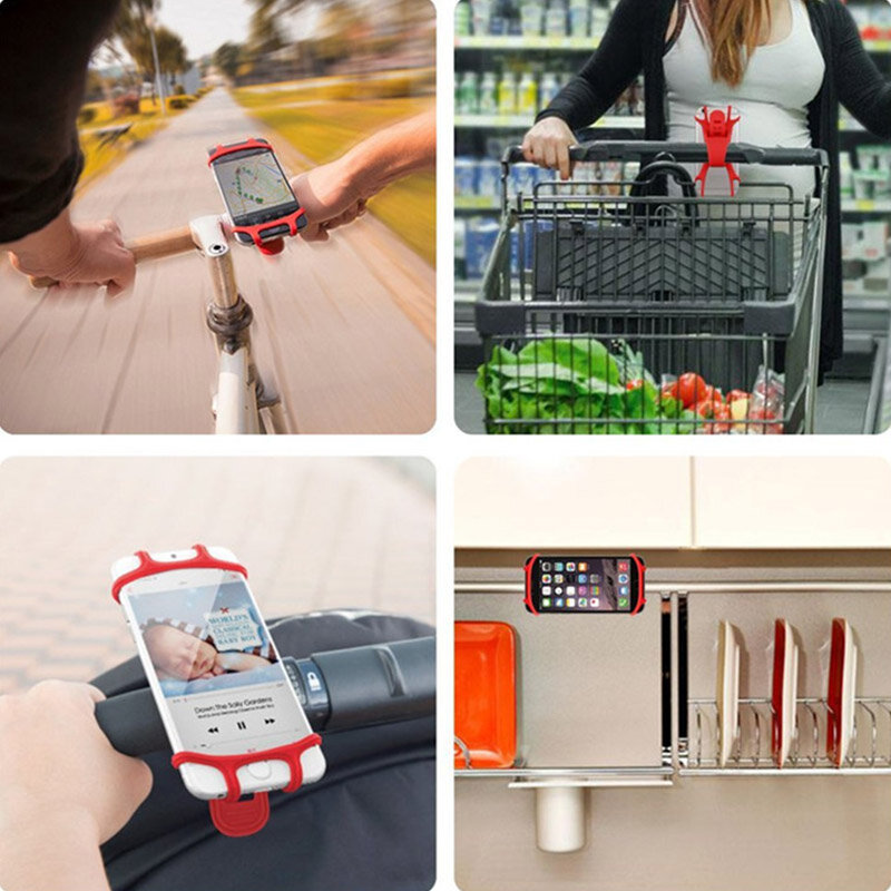 Велосипедный держатель, силиконовая поддержка, универсальный держатель для мобильного телефона, крепление на руль, велосипедный GPS-зажим для iPhone Samsung PA0115