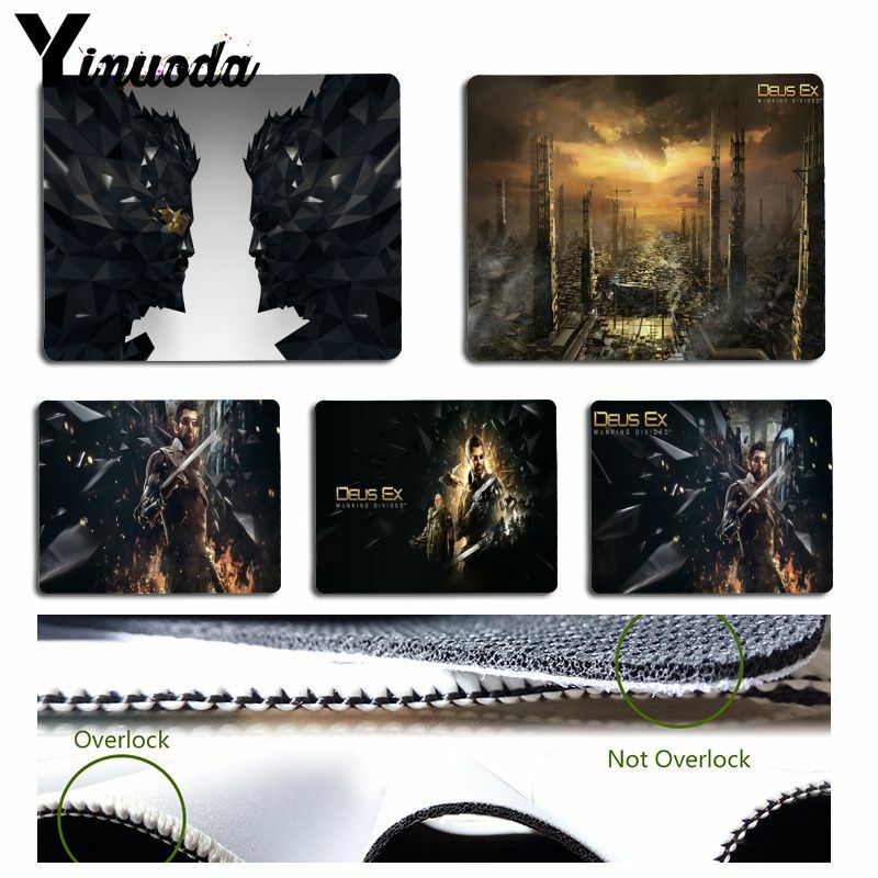Yinuoda 소년 선물 패드 Deus Ex 인류 나누어 독특한 데스크탑 패드 게임 Mousepad 크기 18x22cm 25x29cm 고무 Mousemats