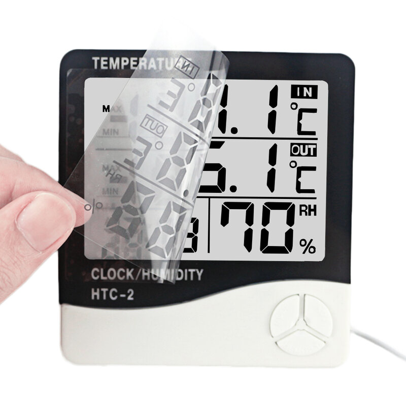HTC-2 stacja pogodowa cyfrowy termometr higrometrowy zegar LCD wewnętrzny/zewnętrzny miernik temperatury i wilgotności z czujnikiem