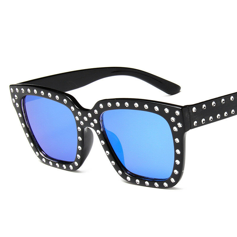 Oversized Punk Mercury Sunglasses Imitation Diamond Luxury Sunglasses for Women Square Shades Women Fashion Retro Sunglasses