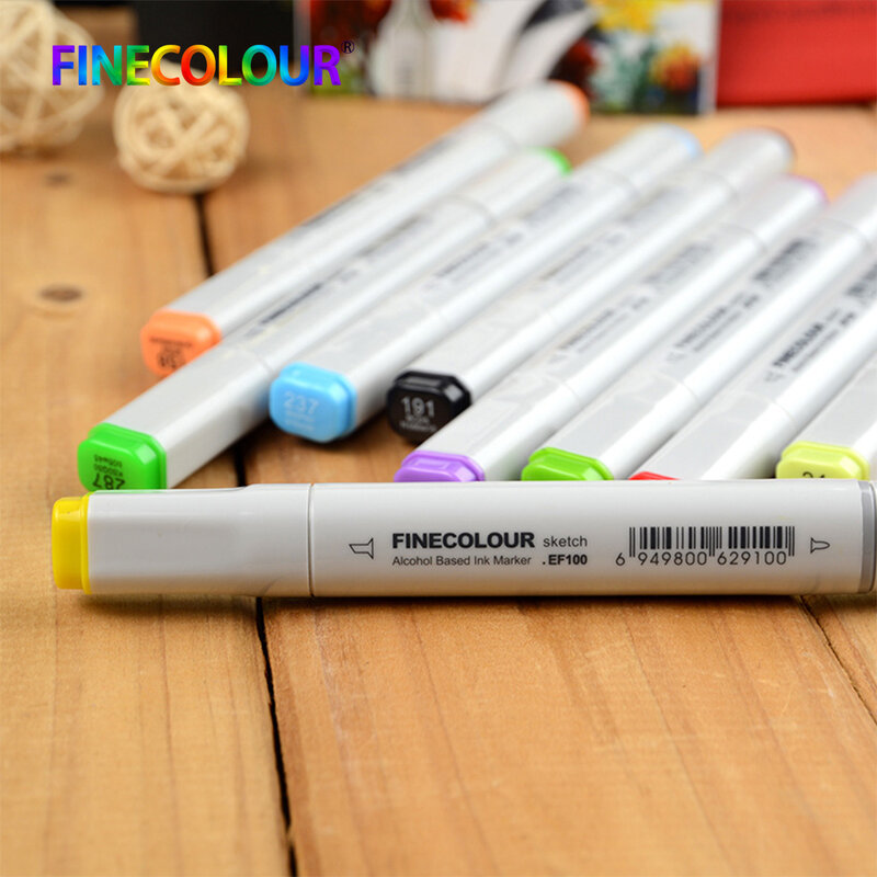 Finecolour ef100 caneta marcadora colorida, canetinha a base de álcool marcador artístico 5/8 cores conjunto mangá para desenho