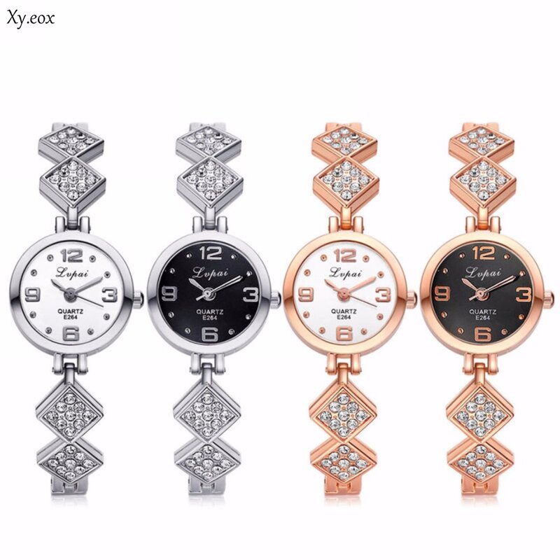 Women's Lady Stainless Steel Diamond Rhinestone Bracelet Quartz Wrist Watch