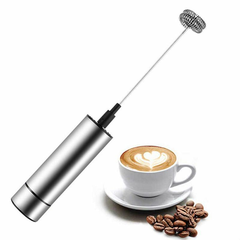 Milk Frother, Handheld Electric Portable Foamer And Drink Mixer, Battery Powered And Stainless Steel With High Torque Motor Fo