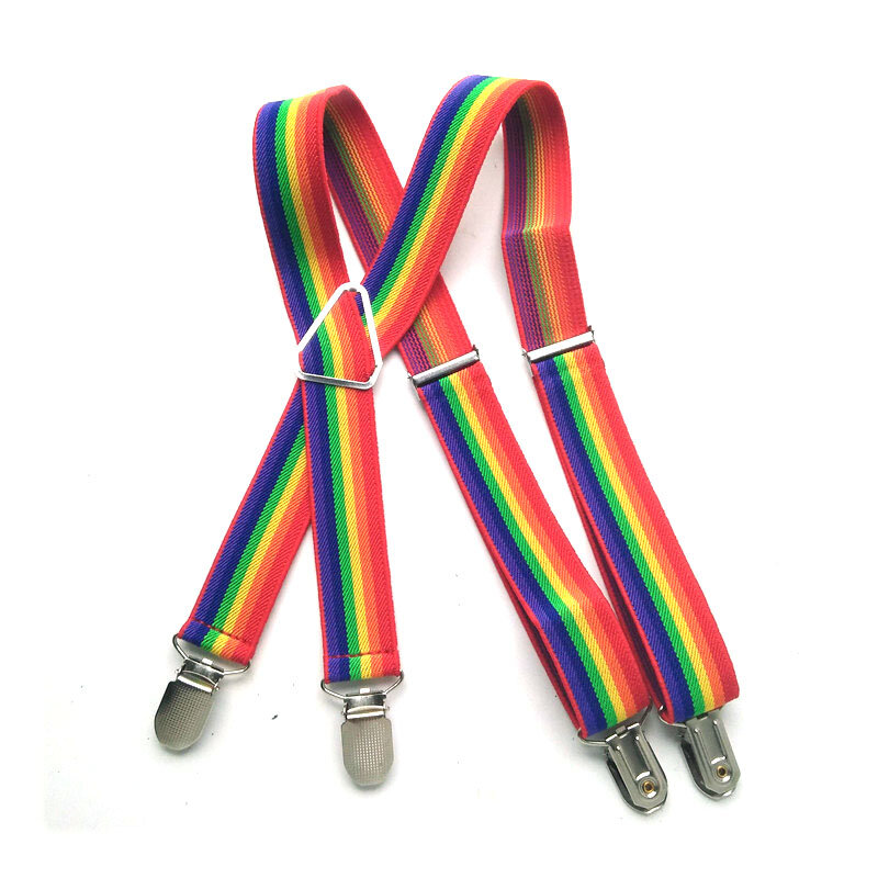 Red Rainbow Suspenders for Men Triangle Cross Adjustable Kids Adult Suspender Keep Trousers Party Wedding good Gift
