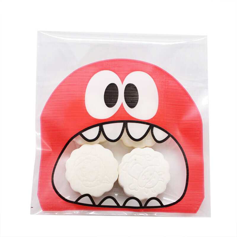 50 sztuk śliczne duże zęby usta potwór plastikowa torba ślub urodziny Cookie cukierki opakowanie na prezenty torby OPP samoprzylepne Party dobrodziejstw