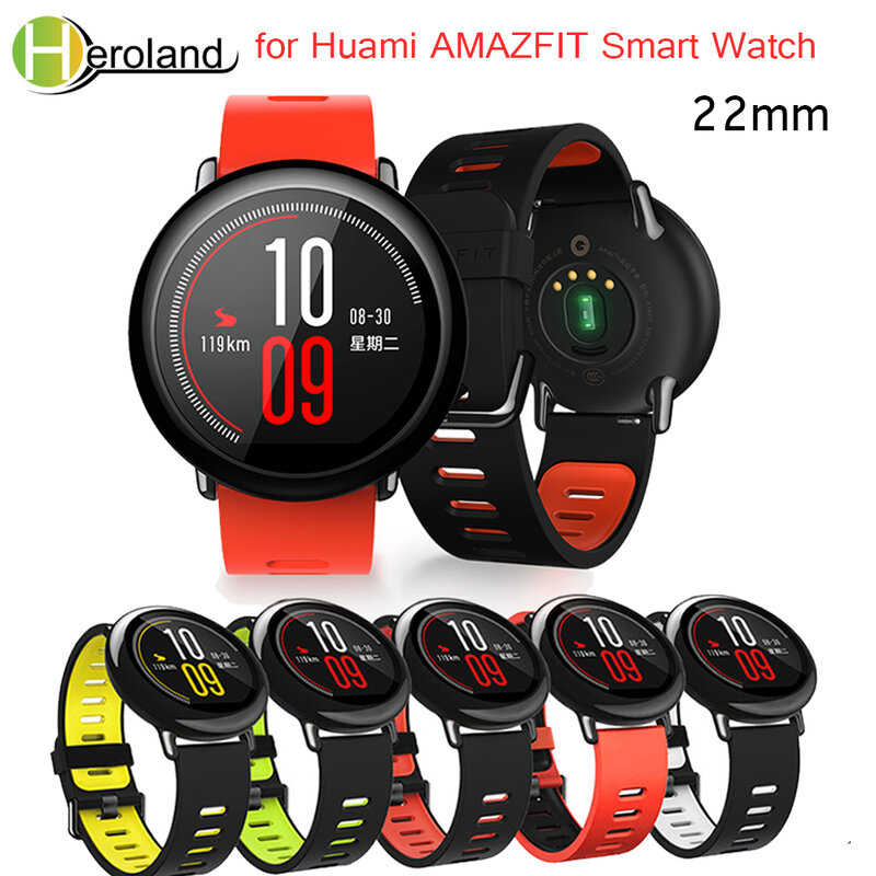 손목 스트랩 22mm 스포츠 실리콘 밴드, Xiaomi Huami Amazfit Bip BIT PACE Lite Youth 스마트 시계 교체 밴드 Smartwatch