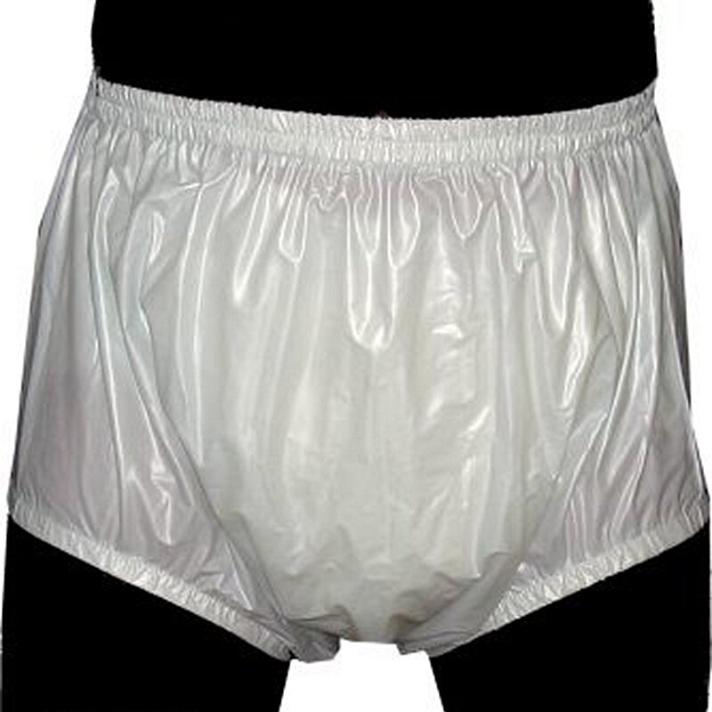 Free shipping FUUBUU2201-White-S-2PCS Pull on plastic pants underwear men boxers shorts men pvc incontinence shorts