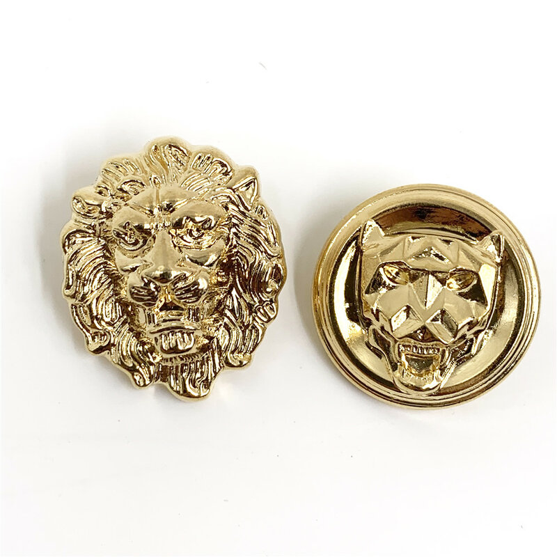 22mm 25mm 10 sztuk/partia głowa lwa metalowy przycisk złoty sweter płaszcz dekoracji koszula przyciski akcesoria DIY JS-0075
