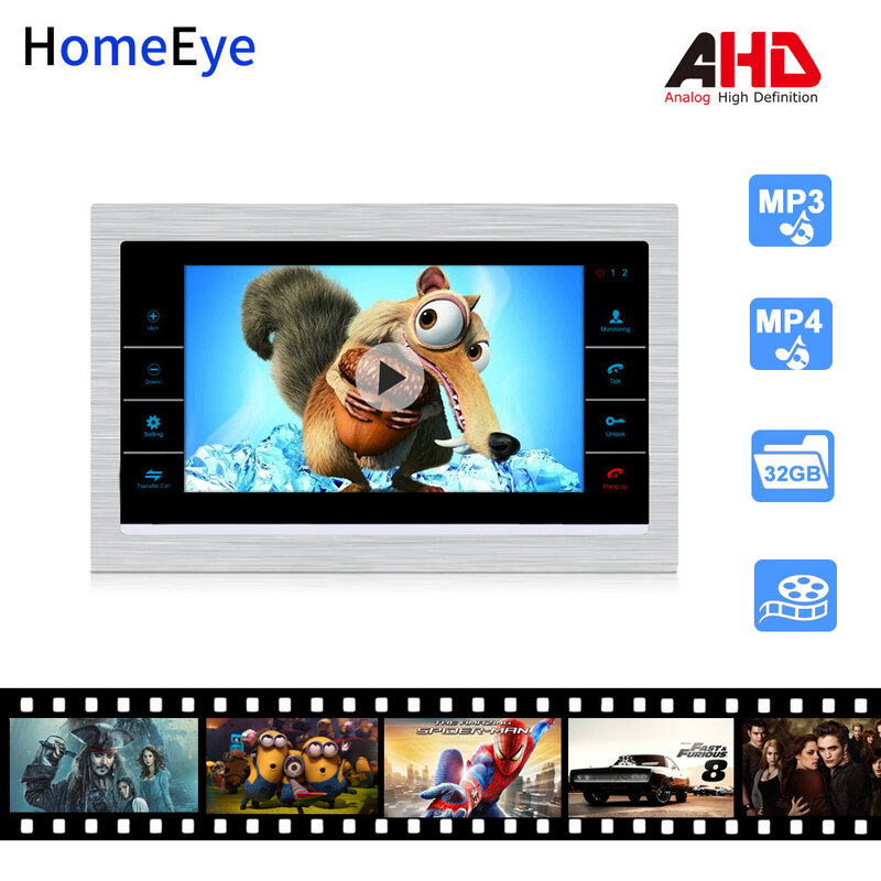 HomeEye 720P 7 بوصة HD فيديو باب الهاتف فيديو إنترفون باب المنزل نظام التحكم المتكلم كشف الحركة جرس الباب رسالة صوتية