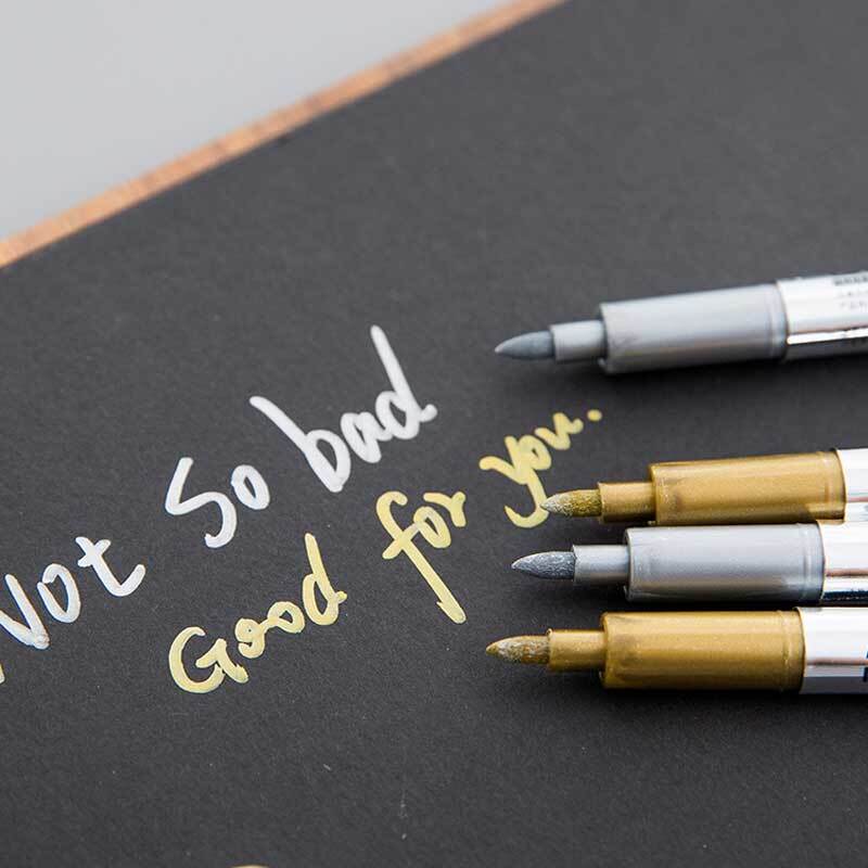 1.5Mm DIY Metalic ปากกามาร์คเกอร์สีโลหะผ้าเครื่องหมายปากกา Sharpie Gold Silver Craftwork Pen Art ภาพวาดอุปกรณ์