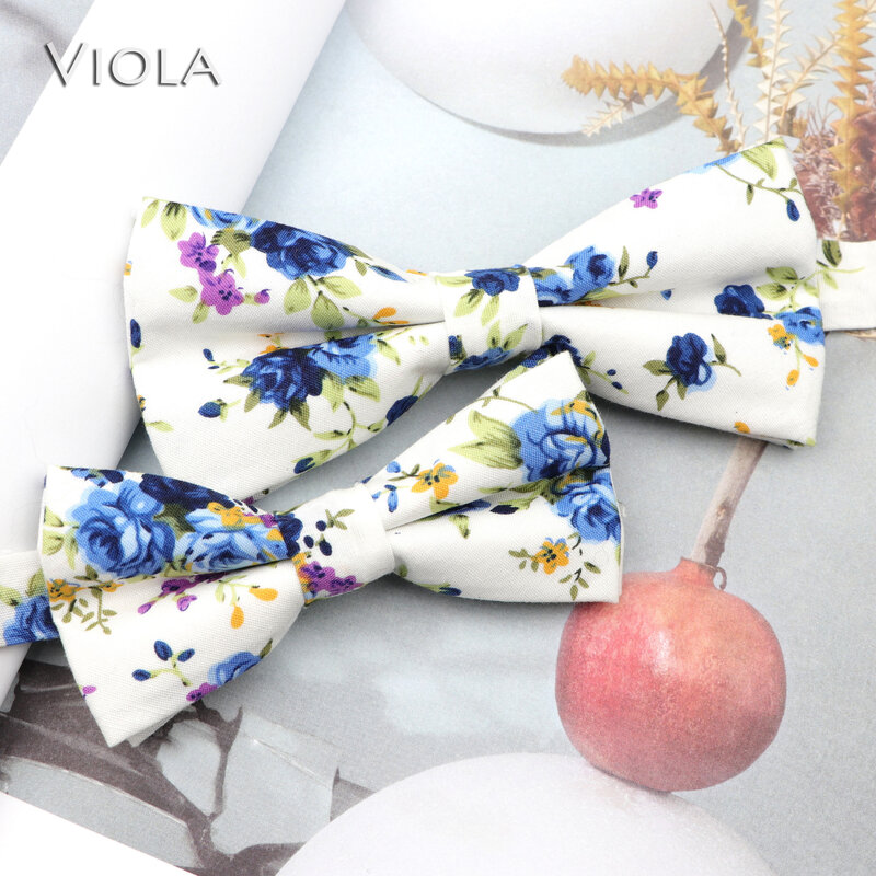Комплект из галстука-бабочки с цветочным принтом, 100% хлопок