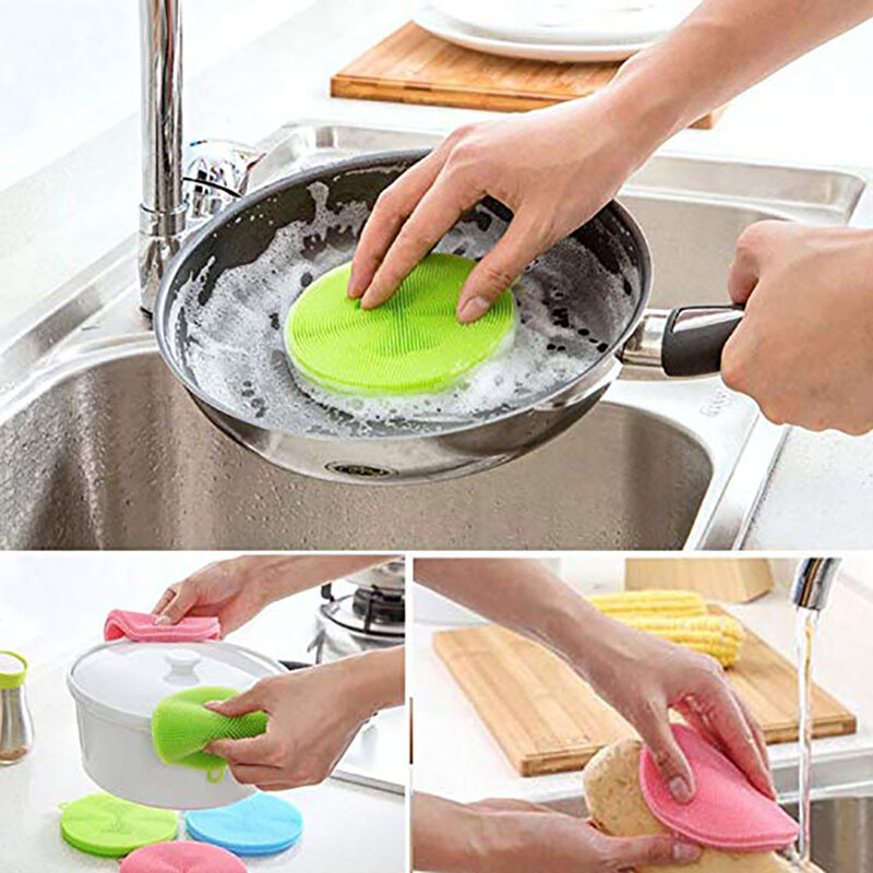 Plat en Silicone chaud/Pot/plat lavage antibactérien sans moisissure brosse cuisine outils de nettoyage ménager