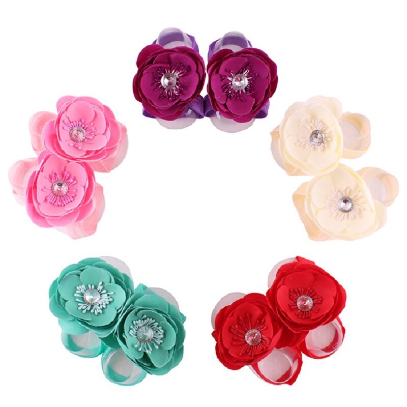 Шифоновые тапочки Hooyi для новорожденных девочек, с цветами, со стразами, аксессуары для рук и цветов, шифоновые тапочки для мальчиков F2