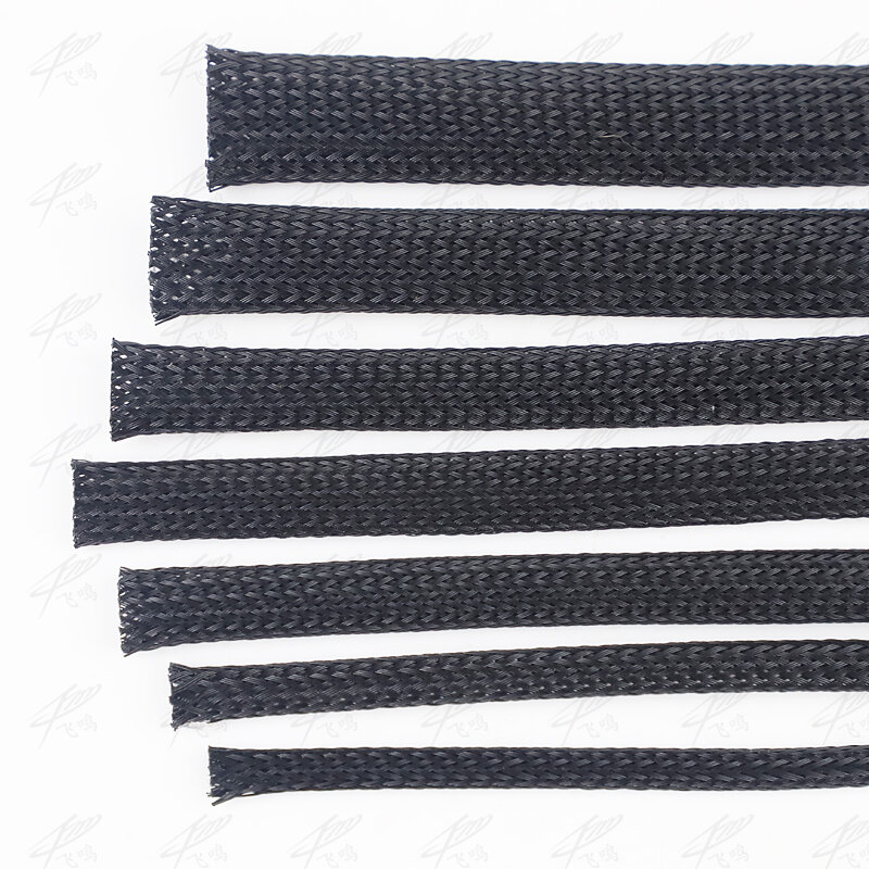 Luva trançada preta do cabo, embalagem de nylon do ANIMAL DE ESTIMAÇÃO do cabo, fio do cabo, 8mm, 10mm, 12mm, 15mm, 20mm, 25mm, 10m