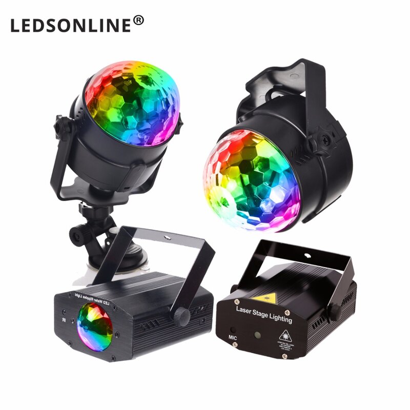 Luces estroboscópicas para discoteca, proyector láser de música de Color RGB para el hogar, USB 5V/ 110V 220V, enchufe europeo y estadounidense