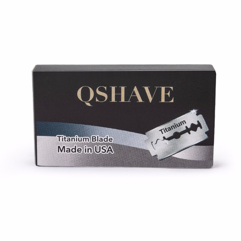 Qshave cuchilla de afeitar de seguridad de doble filo, cuchilla recta de titanio, cuchilla de afeitar clásica de seguridad hecha en EE. UU., 10 cuchillas