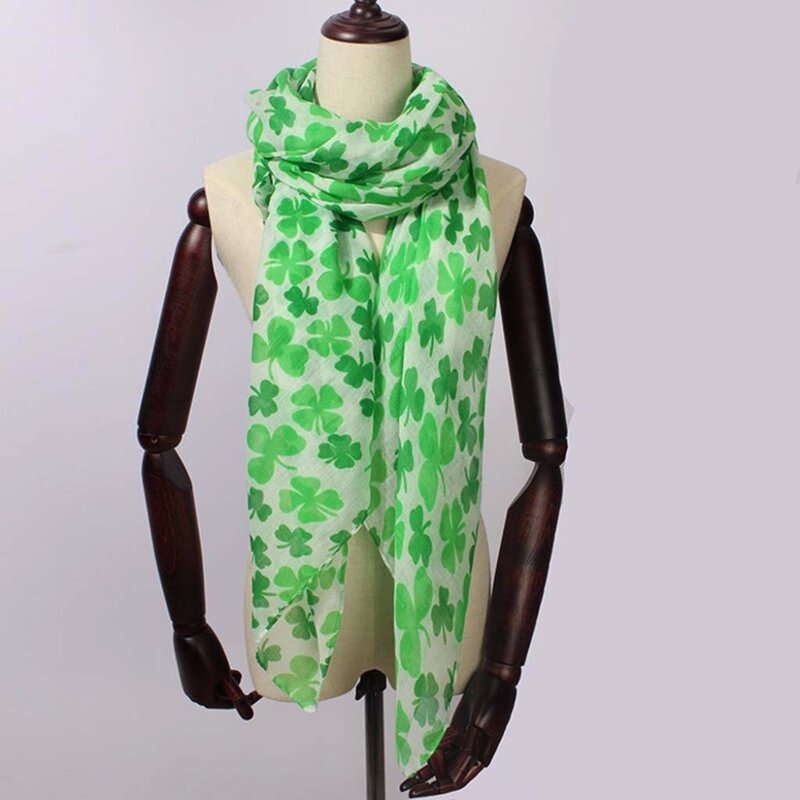 Cztery liść szal Wrap szaliki prezent wysokiej jakości moda 2019 nowy dzień świętego patryka zielony irlandzki kobiety szalik dobry idear prezent