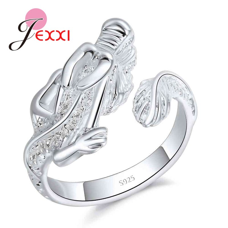 925 Sterling Silber Ring für Frauen Mann Liebhaber Chinesischen Stil Drachen Einstellbare Größe Tier Design Fashion Party Zubehör