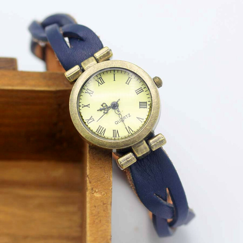 shsby simple unisex ROMA vintage watch leather strap bracelet watches Twist cross women dress watches bronze female wristwatch