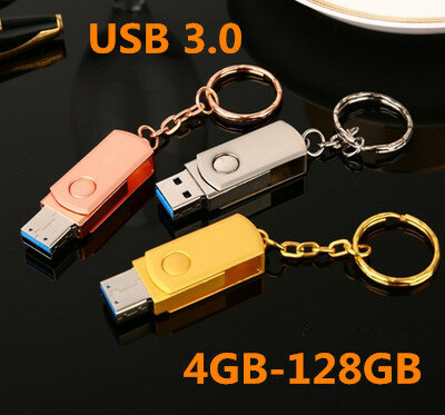 Nóng Đèn LED Cổng USB 32GB 64GB 128GB 256GB Ổ Bút Móc Khóa Thẻ Nhớ Kim Loại Pendrive Cổ Điển thiết Kế Cổng USB Tiện Ích