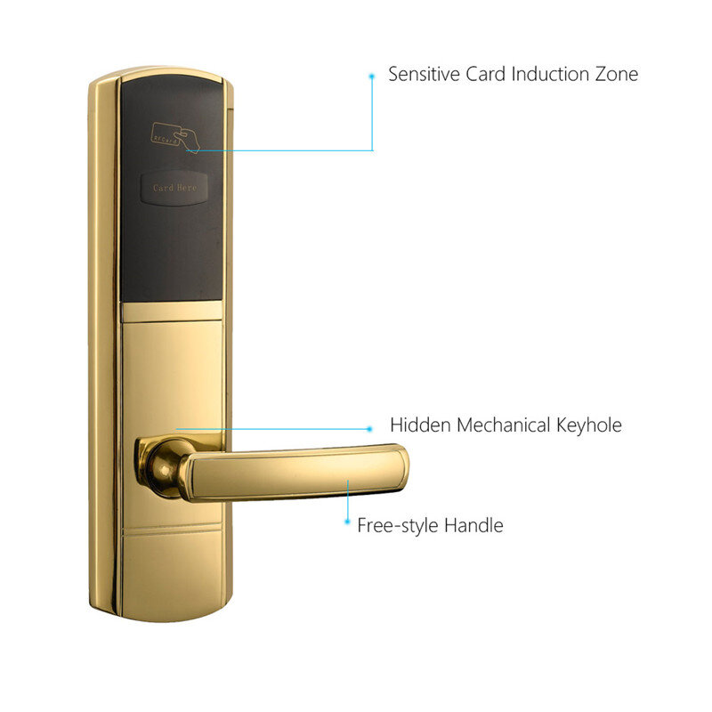LACHCO Digitale Karte Lock Elektronische Türschloss für Home Hotel UNS Einsteckschloss Zink-legierung Matte Gold L16048SG