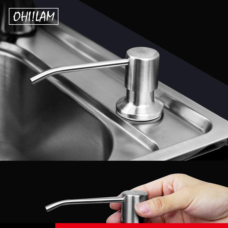 Distributeur de savon liquide pour les mains en acier inoxydable, pompe avec Tube d'extension, pour évier de cuisine