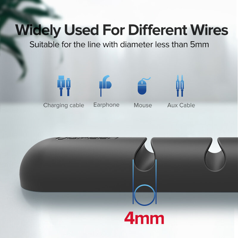 Ugreen — Enrouleur de câble de bureau USB en silicone, support organisateur pour fil d’écouteur, souris, casque