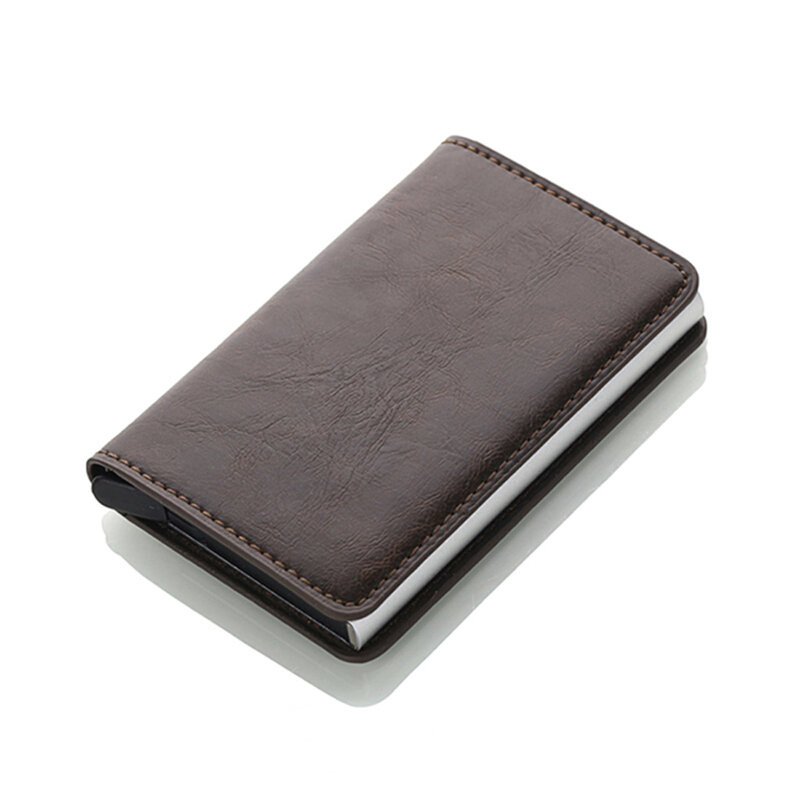 Cizicoco Antitheft Pria Vintage Pemegang Kartu Kredit Memblokir RFID Dompet Kulit Unisex Keamanan Dompet Kulit Wanita Sulap Dompet