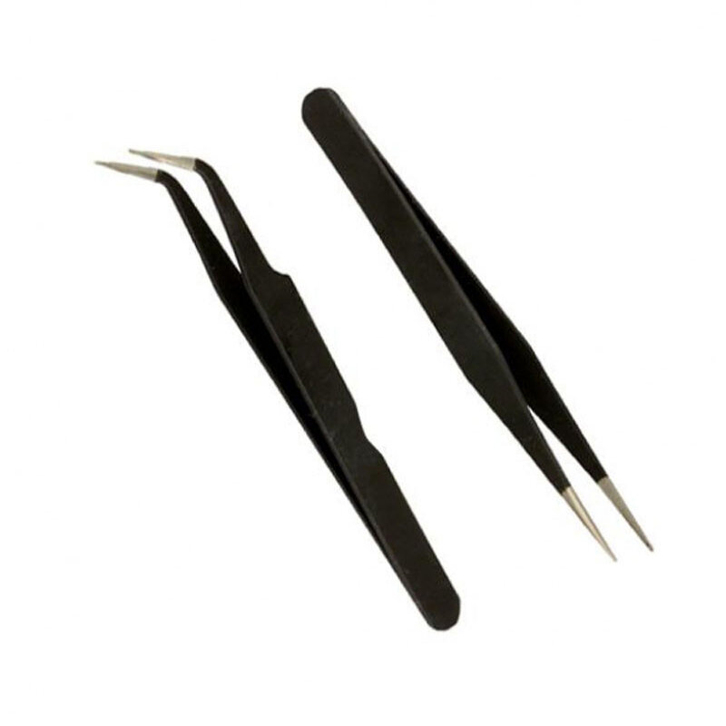 Heiße Förderung 2 Schwarz Acryl Edelstahl Pinzette Gel Reparatur Wartung Werkzeuge Paillette Nipper Picking Werkzeug # OS