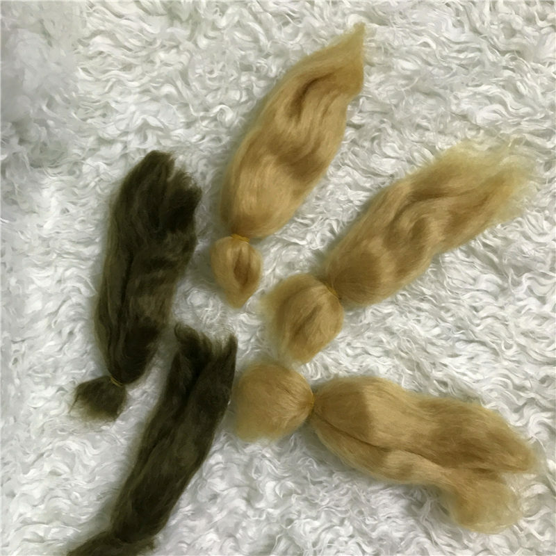 100% reines Mohair wieder geborenes Baby puppen haar mit dunkelbrauner/goldener Farbe, passend für DIY wieder geborene Baby puppen perücke, leicht zu waschen und zu wurzeln