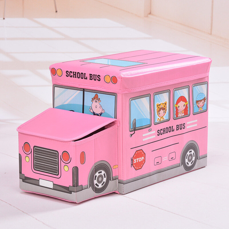 Taburete de almacenamiento con forma de coche de dibujos animados, cajas de juguetes para niños, contenedor de almacenamiento, taburete para pies, muebles decorativos para salón de niños