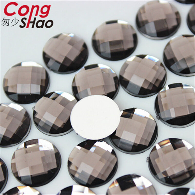Cong Shao 다채로운 라운드 스톤 및 크리스탈 플랫백 아크릴 라인석 트림, 스크랩북 DIY 의상 버튼 CS135, 12mm, 300PCs